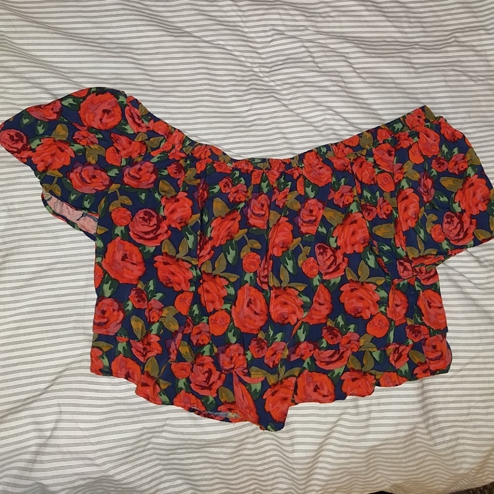 Floral off the shoulder crop top